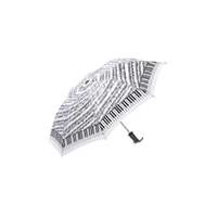 Umbrella: Medium-Sized White Umbrella with Sheet Music and Keyboard border pattern (16")