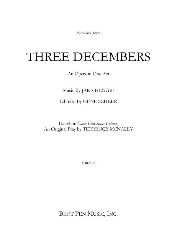Heggie: Three Decembers piano/vocal score