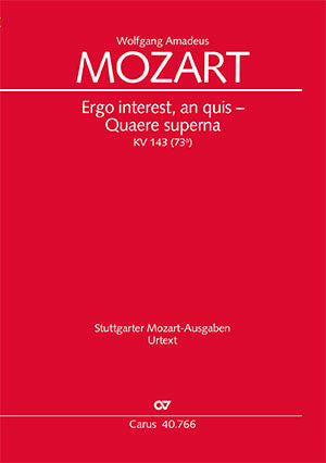 Mozart Ergo interest – Quaere superna Rezitativ und Arie KV 143 (73a), 1770 Vocal Score