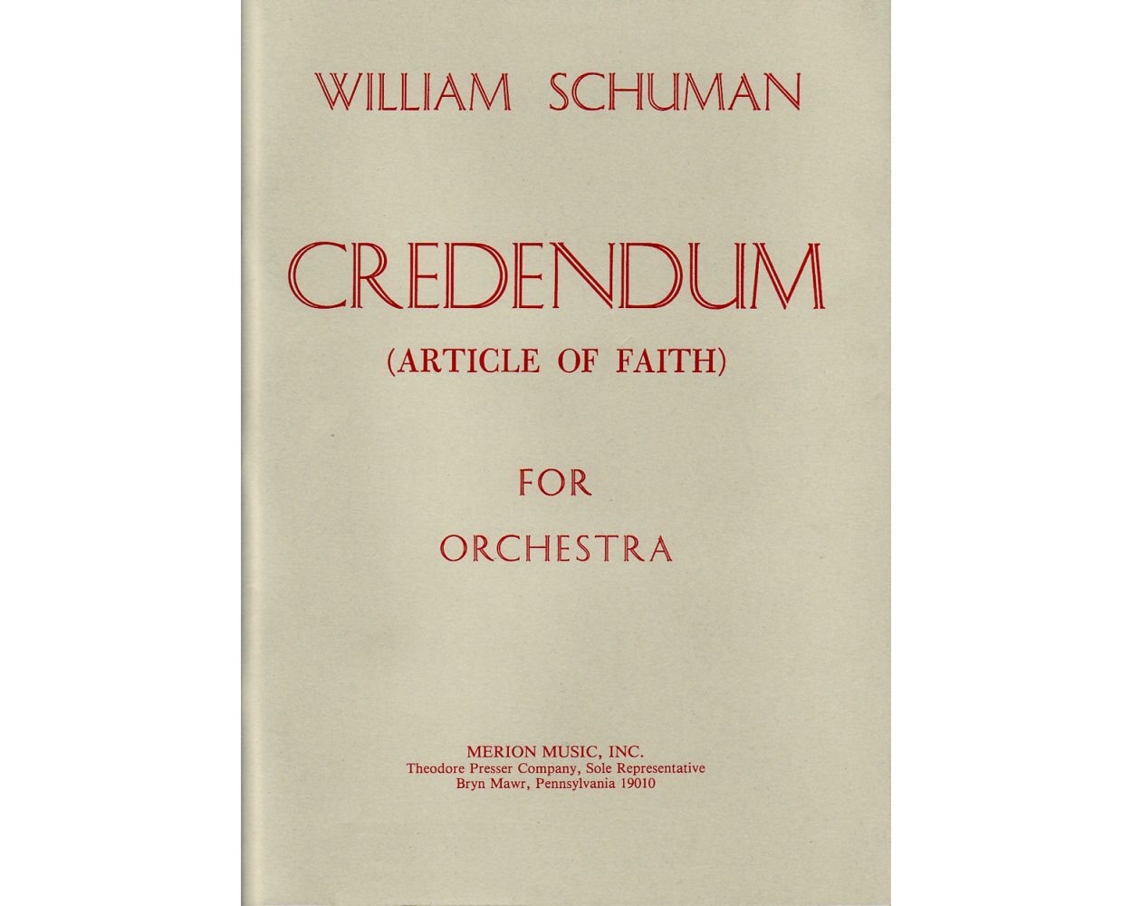 Schuman: Credendum (Article of Faith) - Study Score