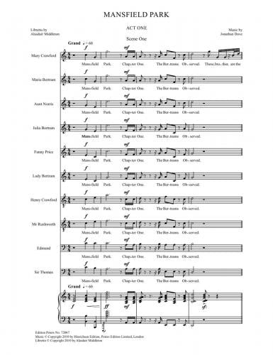 Dove Mansfield Park  Vocal Score