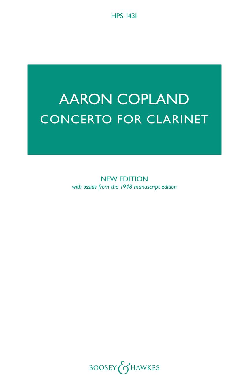 Copland: Concerto for Clarinet and String Orchestra, with Harp and Piano (Study Score)