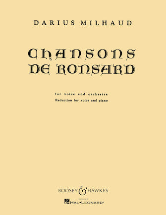 Milhaud Chansons de Ronsard Voice and Piano
