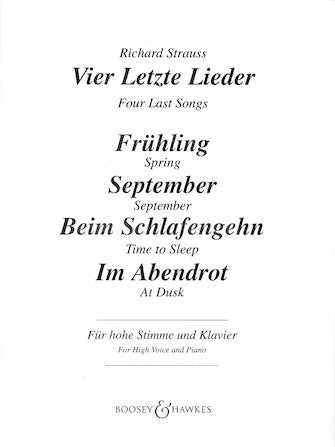 Strauss Vier Lezte Lieder (Four Last Songs) High Voice