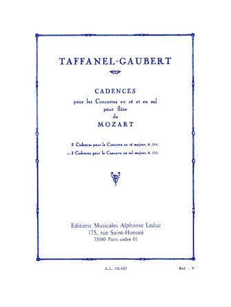 Taffanel-Gaubert Cadenzas for Mozart's Flute Concerto in G Major