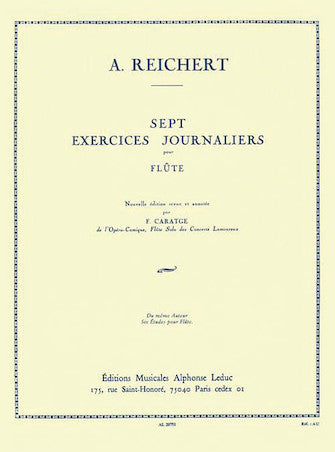 Reichert 7 Exercices Journaliers Op. 5 Flute Traversiere