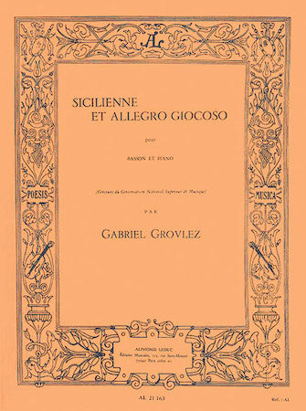 Grovlez Sicilienne Et Allegro Giocoso Pour Basson Et Piano