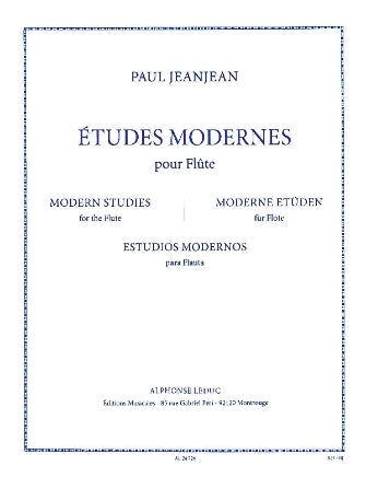 Jeanjean Etudes Modernes Pour Flute
