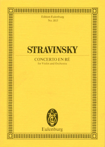 Stravinsky Concerto in D for Violin and Orchestra Study Score