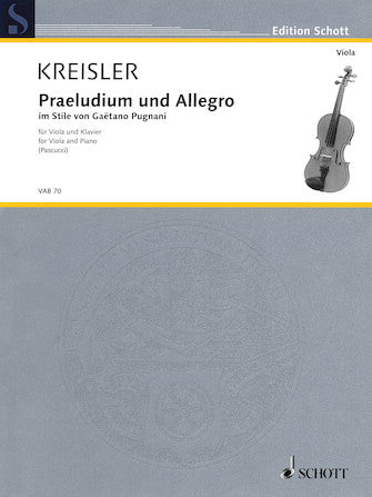 Kreisler Praeludium and Allegro in the Style of Gaëtano Pugnani Viola and Piano