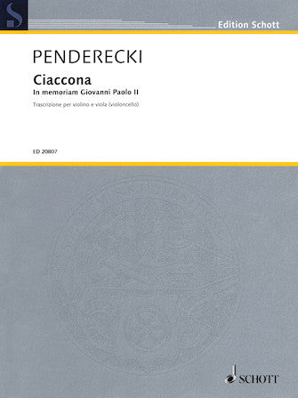 Penderecki Ciaccona for Violin and Viola (or Cello)
