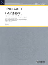 Hindemith 9 Short Songs for American School Songbooks