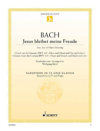Bach Jesu, Joy Of Man's Desiring Choral From Cantata Bwv 147 Alto Saxophone And Piano