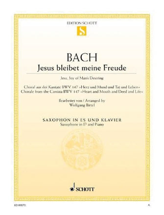 Bach Jesu, Joy Of Man's Desiring Choral From Cantata Bwv 147 Alto Saxophone And Piano
