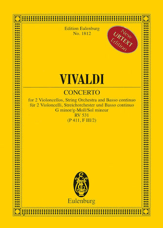 Vivaldi Concerto for two cellos G minor RV 531 (P 411, F III/2) - Study Score