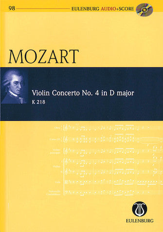 Mozart Violin Concerto No. 4 in D Major, KV 218 Study Score with CD