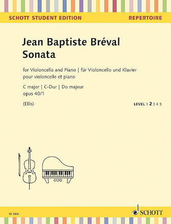 Breval Sonata in C Major, Op. 40/1 Cello and Piano Schott Student Edition Easy Level