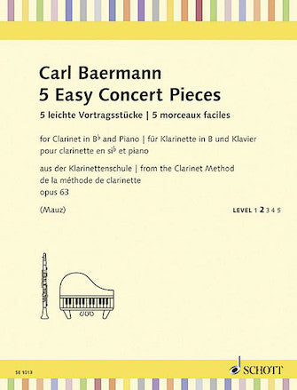 Baerman 5 Easy Concert Pieces for Clarinet in B-Flat and Piano, Op. 63
