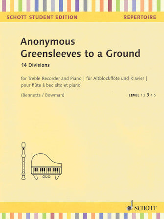 Greensleeves to a Ground 14 Divisions Treble Recorder and Piano