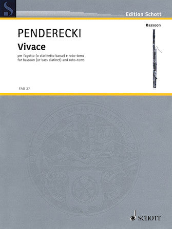 Penderecki Vivace for Bassoon (Or Bass Clarinet) and Rototoms - Performance Score