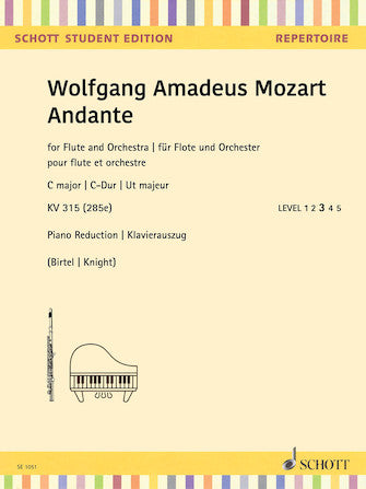 Mozart Andante in C Major Flute and Piano (Reduction)