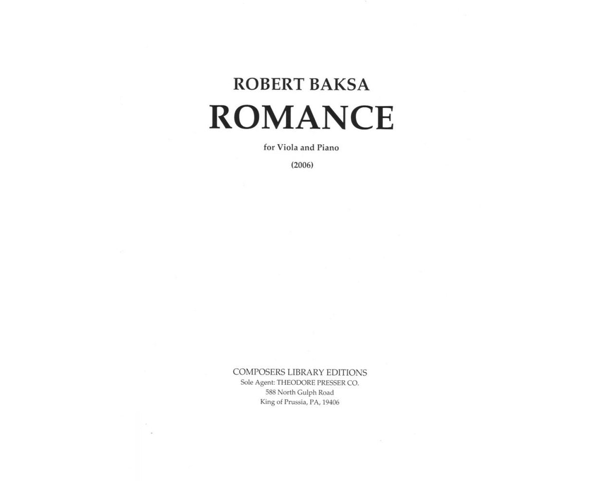 Baksa: Romance for viola and piano
