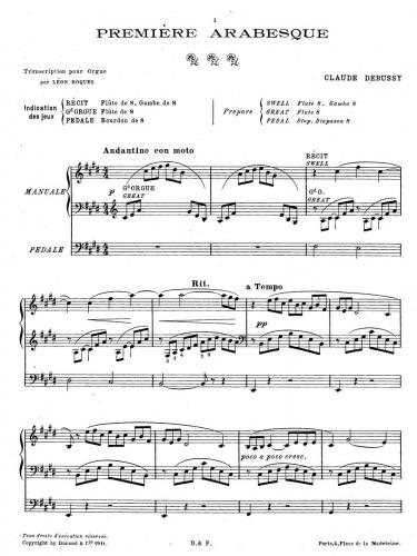 Debussy Pieces for Organ