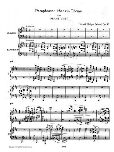 Schmid Paraphrase on a Theme of Franz Liszt Op. 30