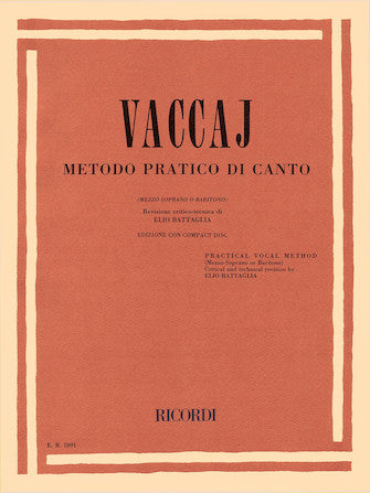 Vaccai Metodo Practico Mezzo-Soprano/Baritone – Book/CD