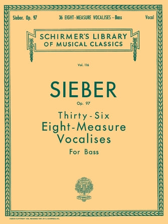 Sieber 36 Eight-Measure Vocalises, Op. 97 for Bass
