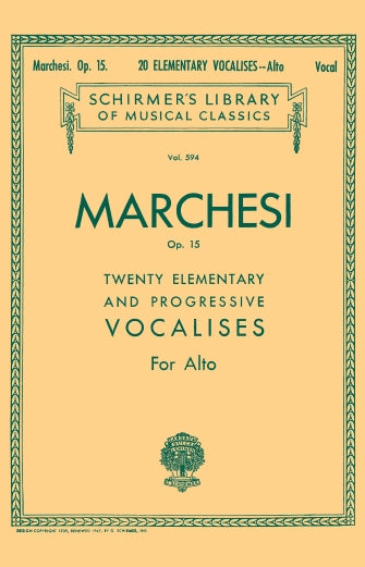 Marchesi 20 Elementary and Progressive Vocalises, Op. 15 Low Voice