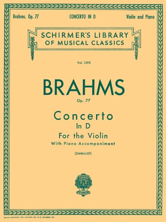 Brahms Concerto in D, Op. 77 Violin and Piano