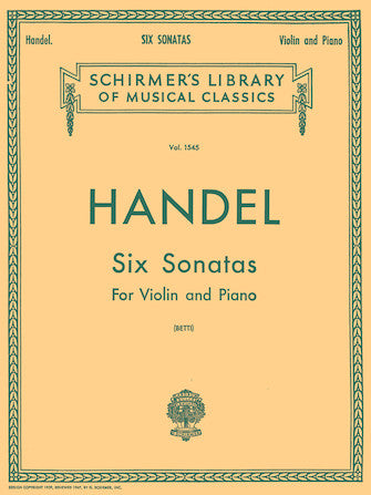 Handel Six Sonatas Violin and Piano