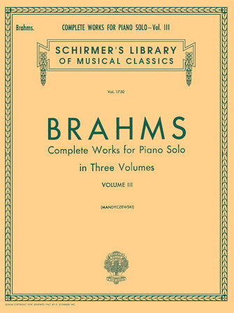 Brahms Complete Works for Piano Solo - Volume 3