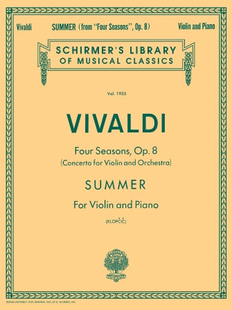 Vivaldi Summer Violin and Piano Four Seasons Op 8
