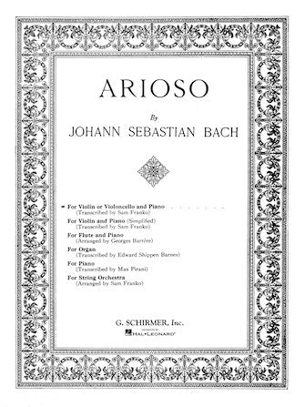 Bach Arioso For violin or cello and piano.