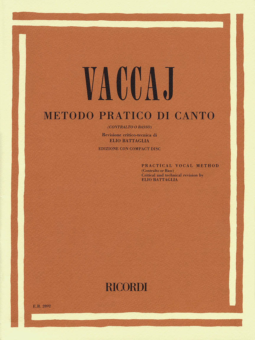 Vaccai Practical Vocal Method (Vaccai) - Low Voice Alto/Bass – Book/CD