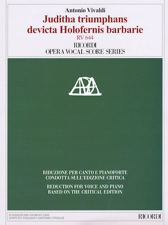 Vivaldi Juditha Triumphans Devicta Holofernis Barbarie Rv644 Crit. Edition Vocal Score