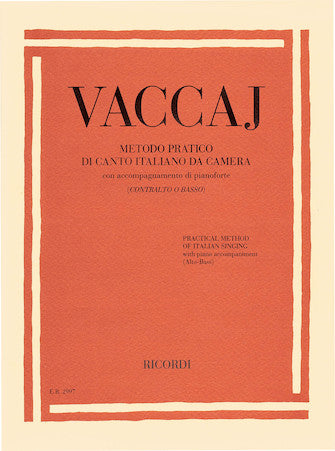 Vaccai Practical Method Of Italian Singing W/piano Accompaniment Alto/bass