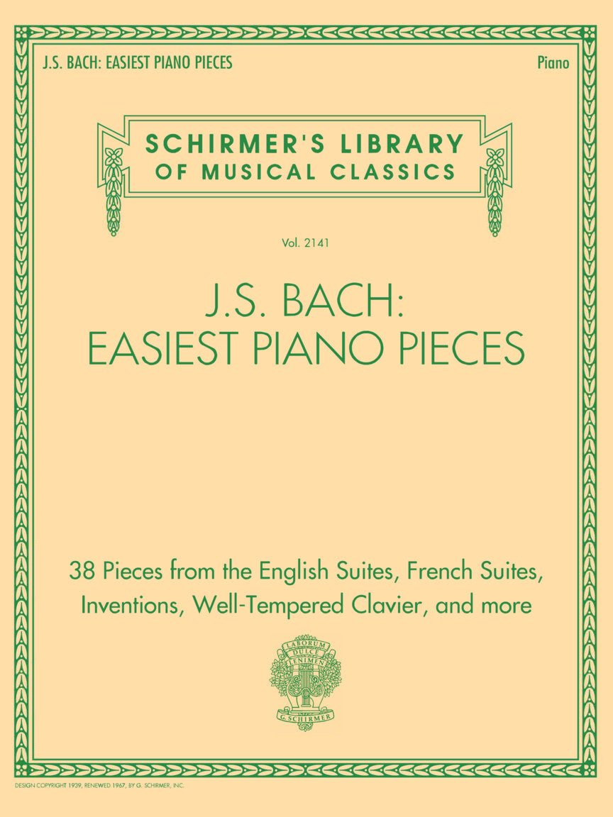 Bach Easiest Piano Pieces - Schirmer Library 2141