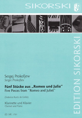 Prokofiev 5 Pieces from 'Romeo and Juliet' Clarinet and Piano