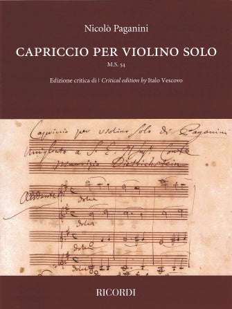 Paganini Capriccio for Violin Solo M.5. 54 Critical Edition by Italo Vescovo