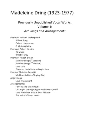 Dring Art Songs and Arrangements Volume 1 - Previously Unpublished Vocal Works