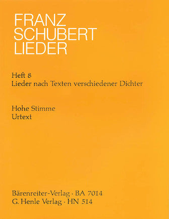 Schubert Songs – Book 8: Songs with Lyrics by Various Poets High Voice and Piano