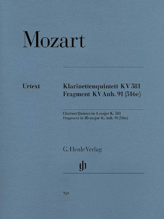 Mozart Clarinet Quintet in A major K 581 and Fragment K Anh 91 (516c)