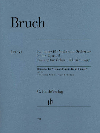 Bruch Romance for Viola and Orchestra in F Major Op. 85 Version for Violin