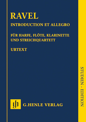 Ravel Introduction et Allegro for Harp, Flute, Clarinet and String Quartet Study Score