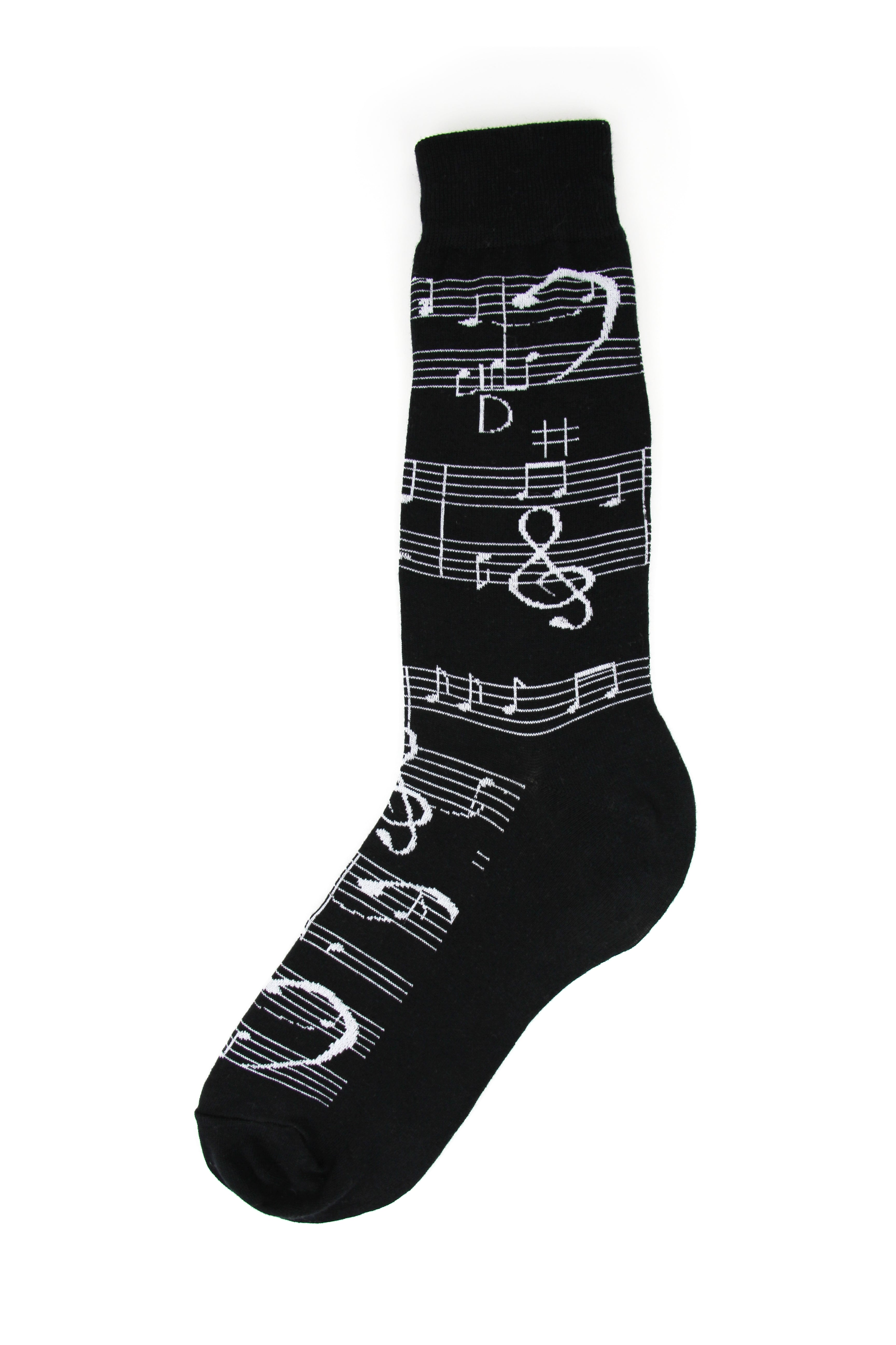 Socks: Music Note Men's (Black with White Notes)