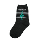 Socks: Big Treble Kid's (Black sock with Green G Clef)