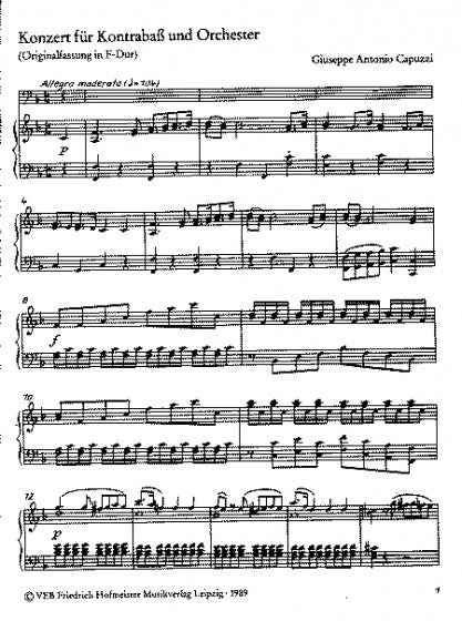 Capuzzi Bass Concerto (Version in F Maj and G Maj)
